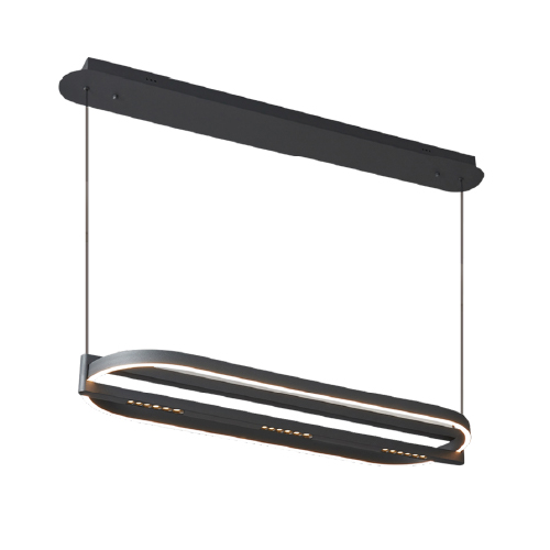 Colgante ovoide de aluminio y hierro 93cm de diámetro altura 1,5mts  56W led